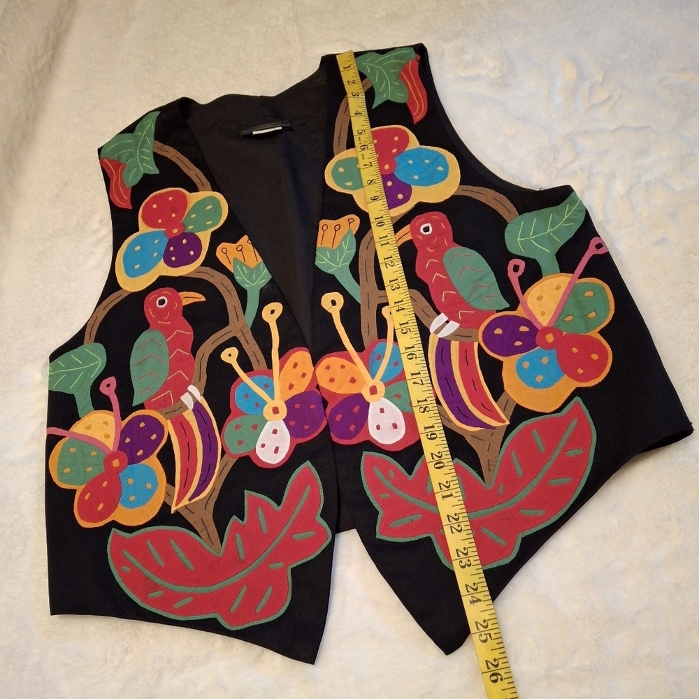 Sed's Crafts Handmade Mola Art Vest  Made In Panama  Women Size Small - Picture 13 of 14